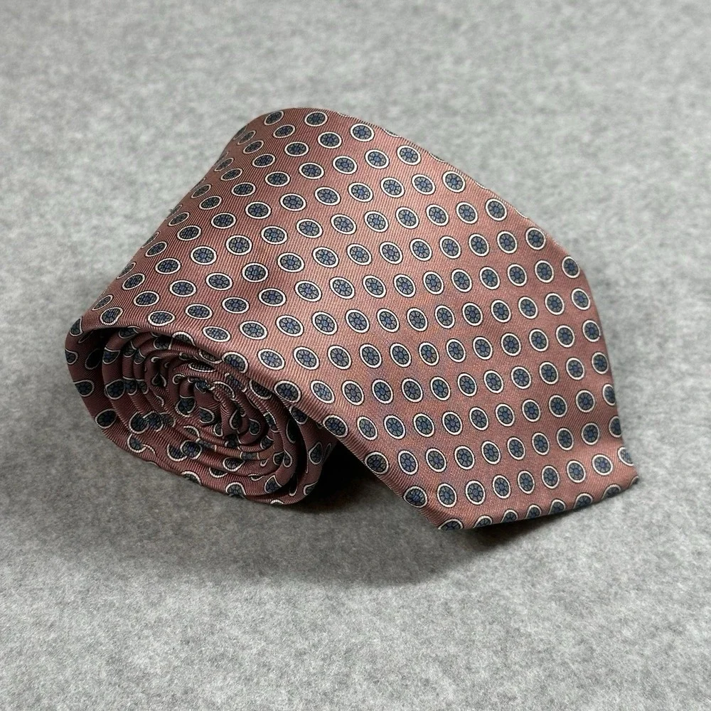 Gilbert & Lodge Italian Silk Tie Pink Blue Medallion Vintage Classic 56x3.3in